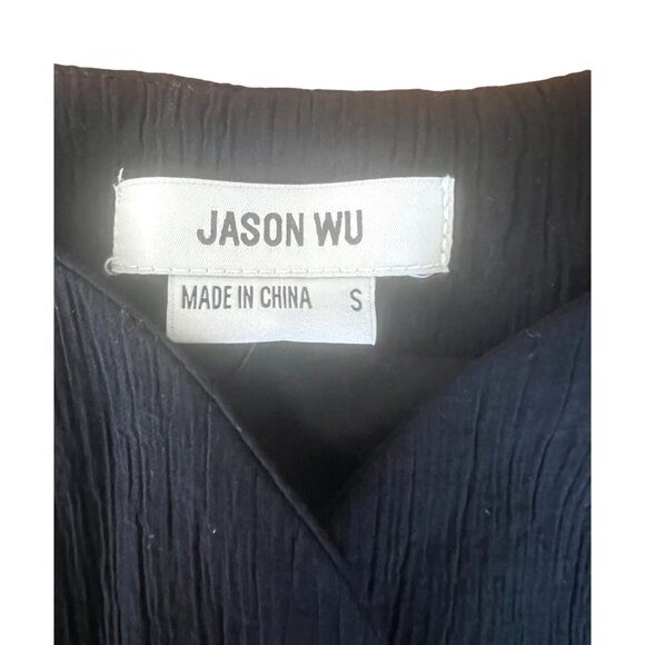 Jason Wu Womens Black Square Mother of Pearl Sleeveless Button Vest Crop Top Sma - Picture 3 of 14